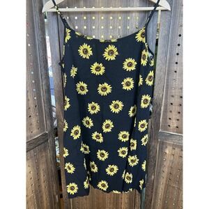 Vtg 1990's Sunflower Babydoll Dress Size L Ms Basics Fairycore Whimsygoth Mid90s